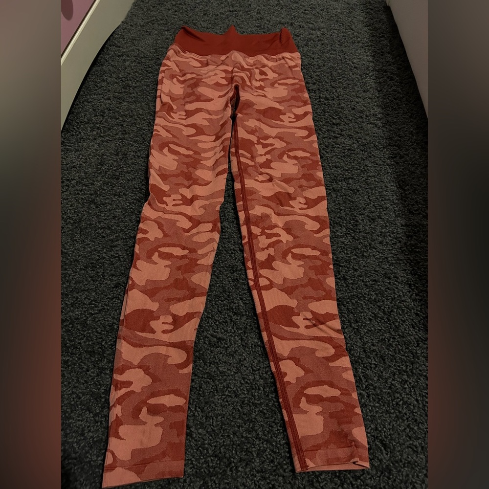 Brand PINK red/orange scrunch camo leggings